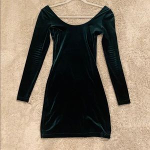 AA emerald green velvet bodycon dress